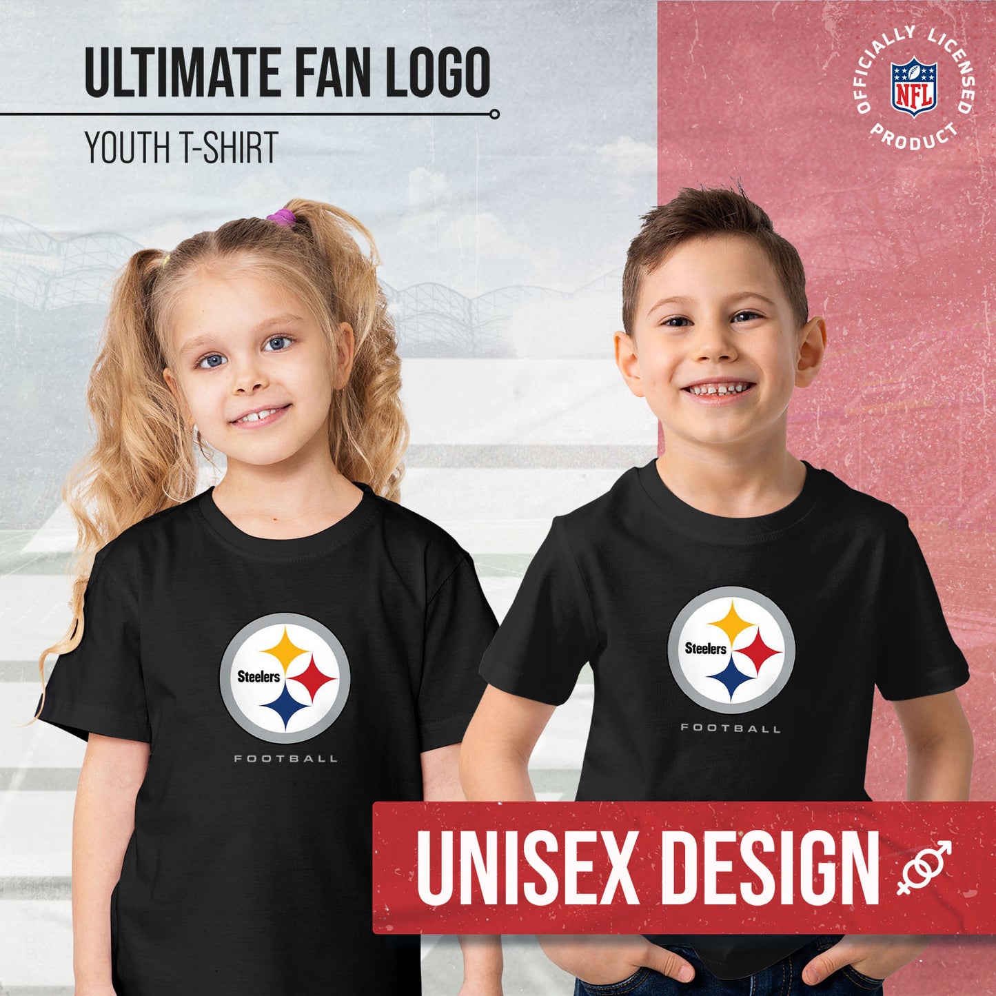 Pittsburgh Steelers Youth NFL Ultimate Fan Logo Short Sleeve T-Shirt - Black