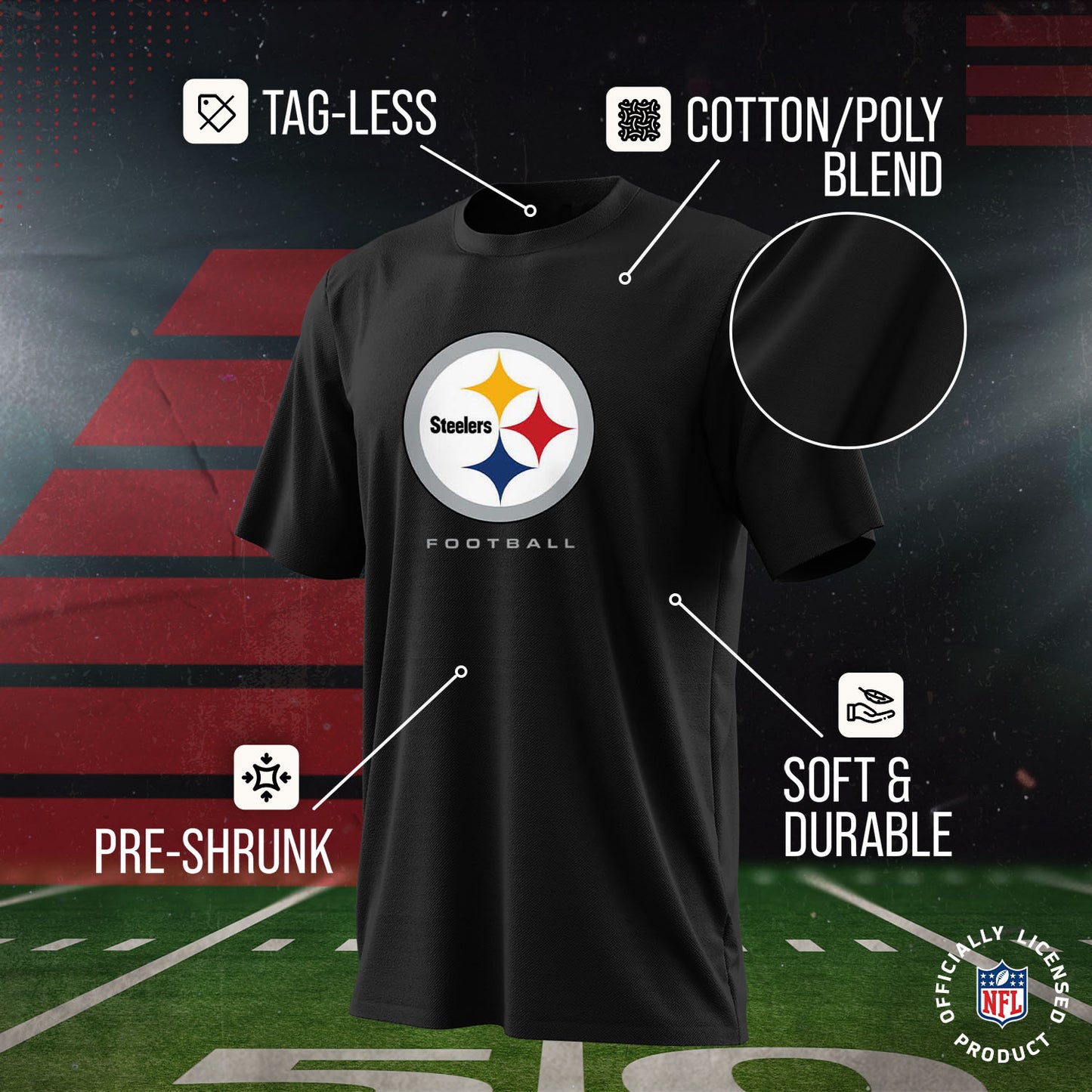 Pittsburgh Steelers Youth NFL Ultimate Fan Logo Short Sleeve T-Shirt - Black