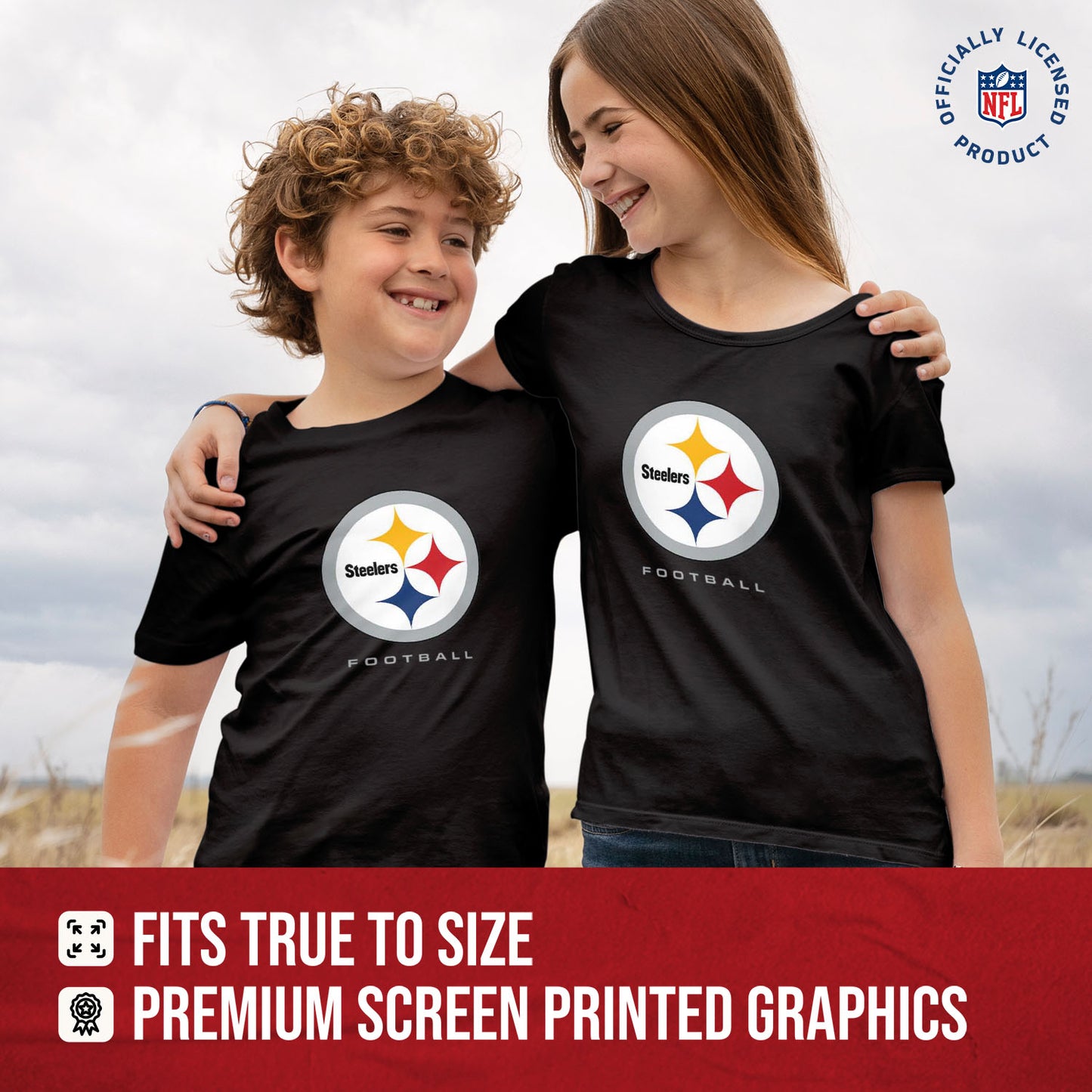 Pittsburgh Steelers Youth NFL Ultimate Fan Logo Short Sleeve T-Shirt - Black