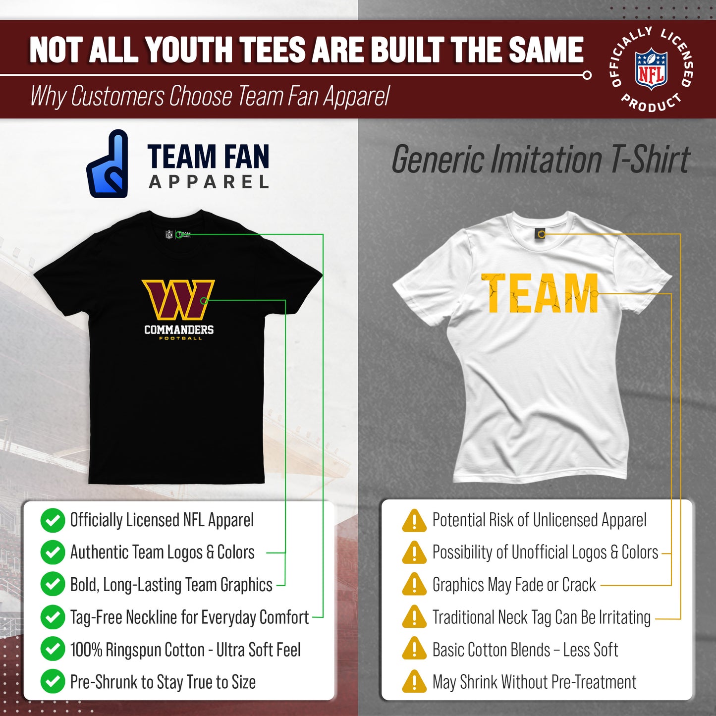 Washington Commanders Youth NFL Ultimate Fan Logo Short Sleeve T-Shirt - Black