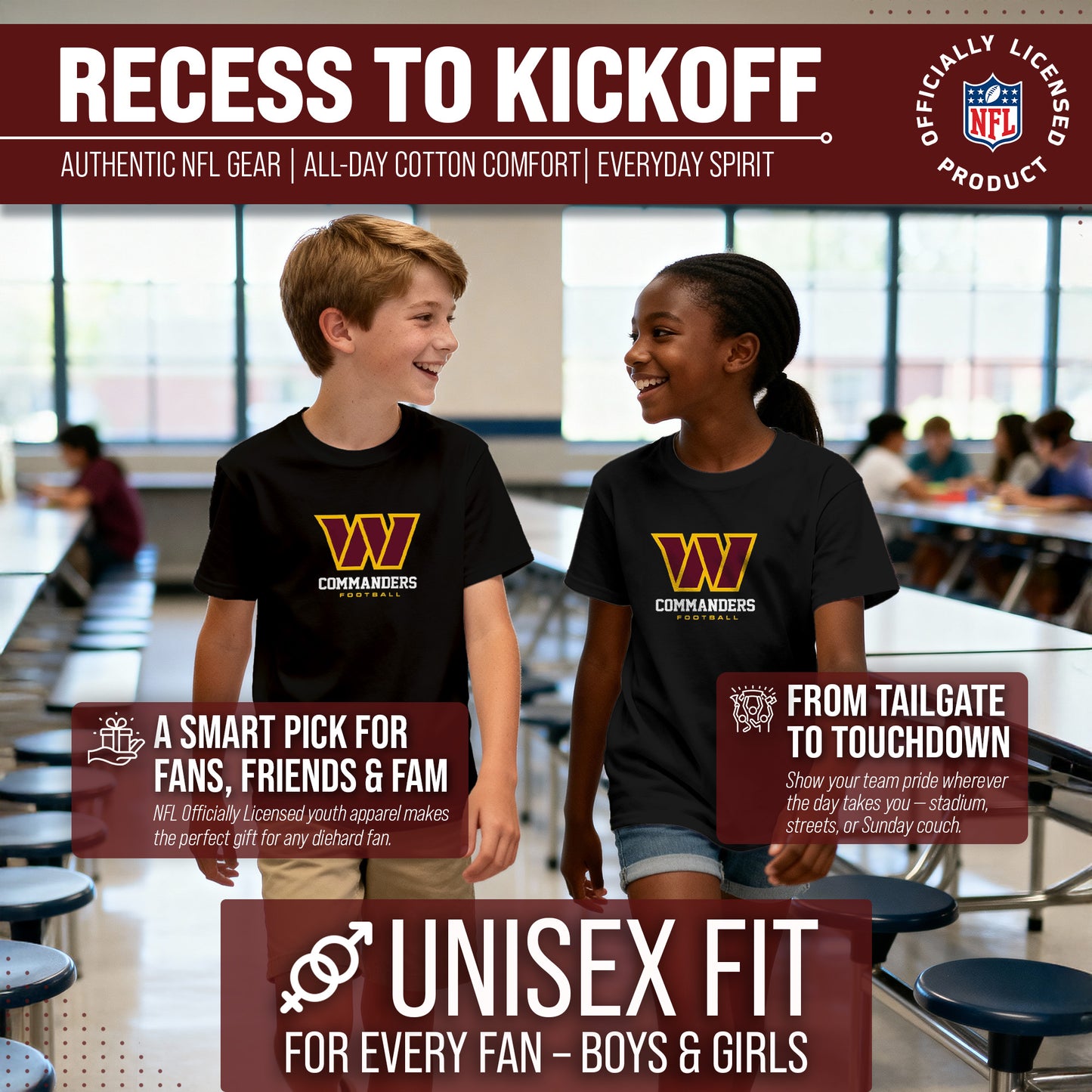 Washington Commanders Youth NFL Ultimate Fan Logo Short Sleeve T-Shirt - Black