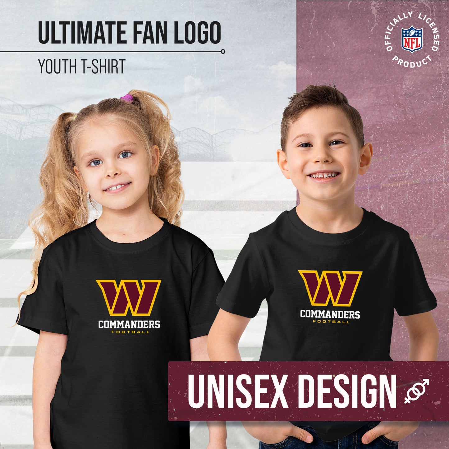 Washington Commanders Youth NFL Ultimate Fan Logo Short Sleeve T-Shirt - Black
