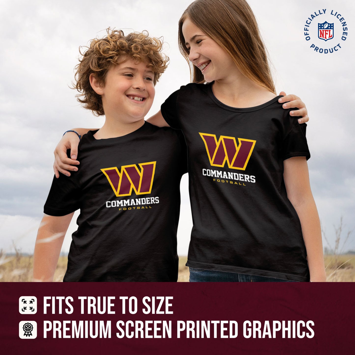 Washington Commanders Youth NFL Ultimate Fan Logo Short Sleeve T-Shirt - Black