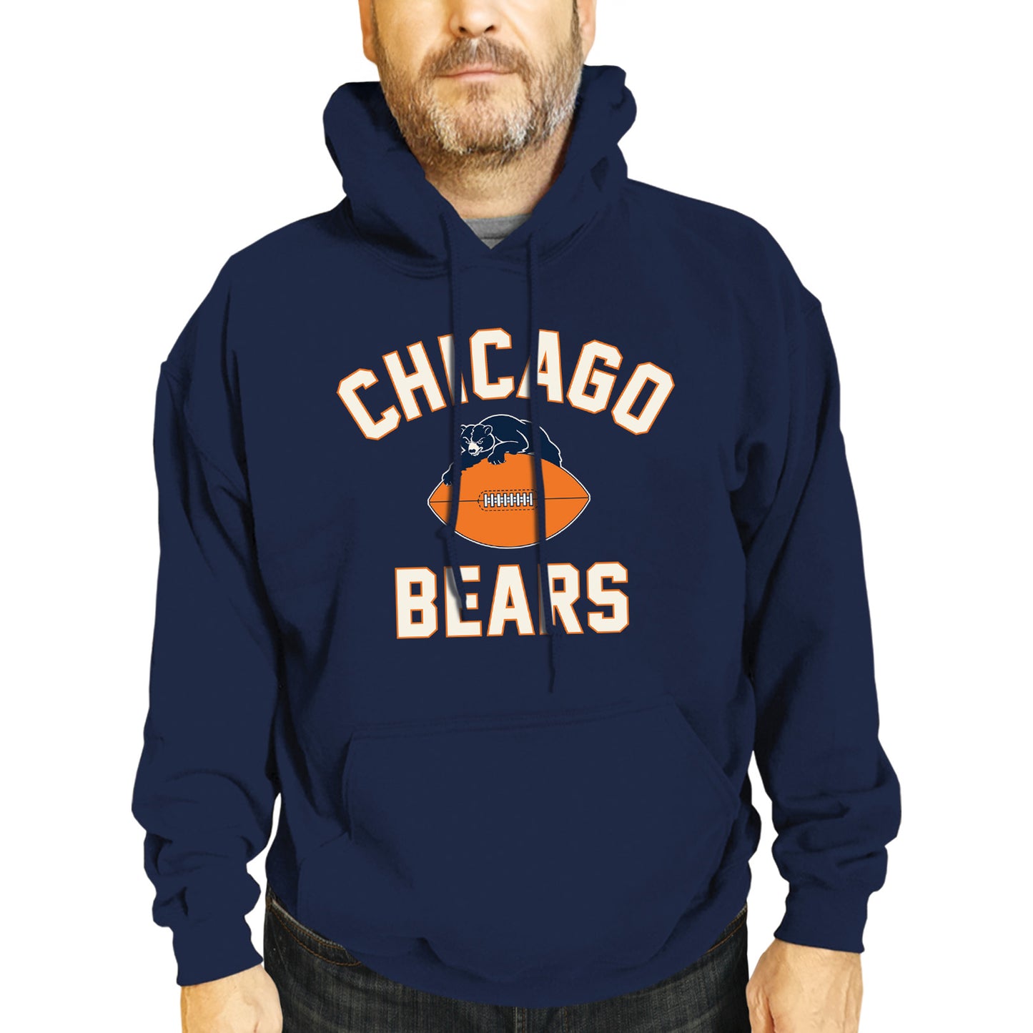 Chicago Bears NFL Adult Unisex Retro Gameday Ultra Soft Fleece Hooded Sweatshirt - Navy