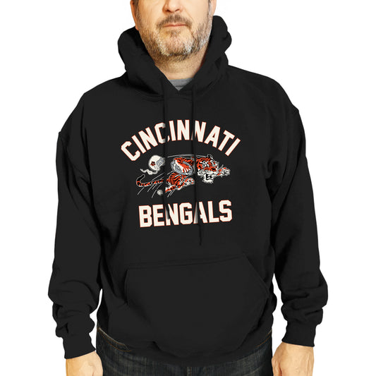 Cincinnati Bengals NFL Adult Unisex Retro Gameday Ultra Soft Fleece Hooded Sweatshirt - Black