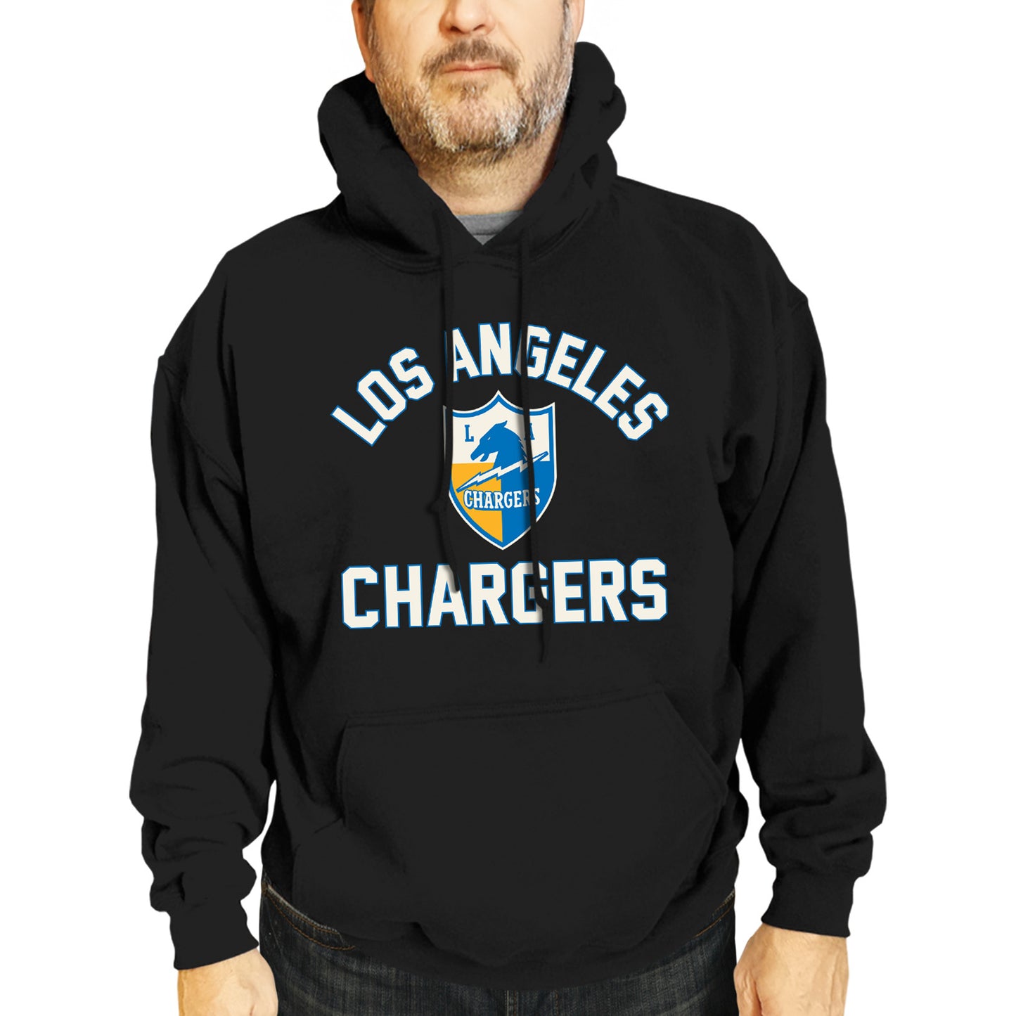 Los Angeles Chargers NFL Adult Unisex Retro Gameday Ultra Soft Fleece Hooded Sweatshirt - Black