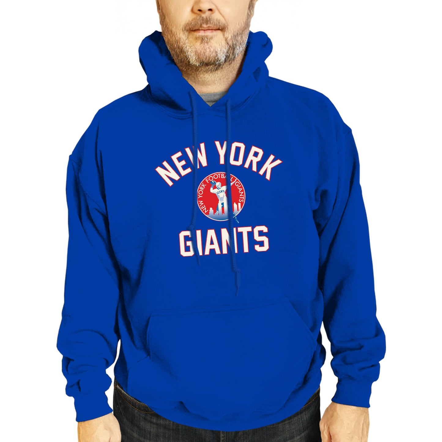 New York Giants NFL Adult Unisex Retro Gameday Ultra Soft Fleece Hooded Sweatshirt - Royal