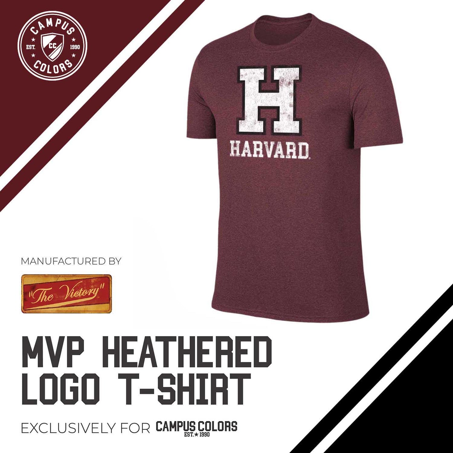 Harvard Crimson Adult MVP Heathered Cotton Blend T-Shirt - Maroon