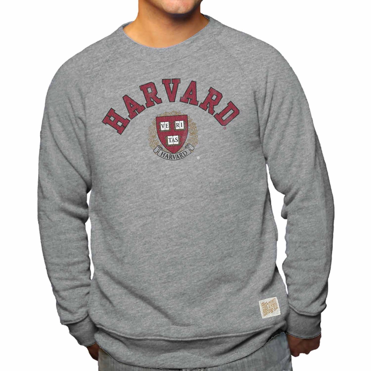 Harvard Crimson College Gray University Seal Crewneck Sweatshirt - Gray