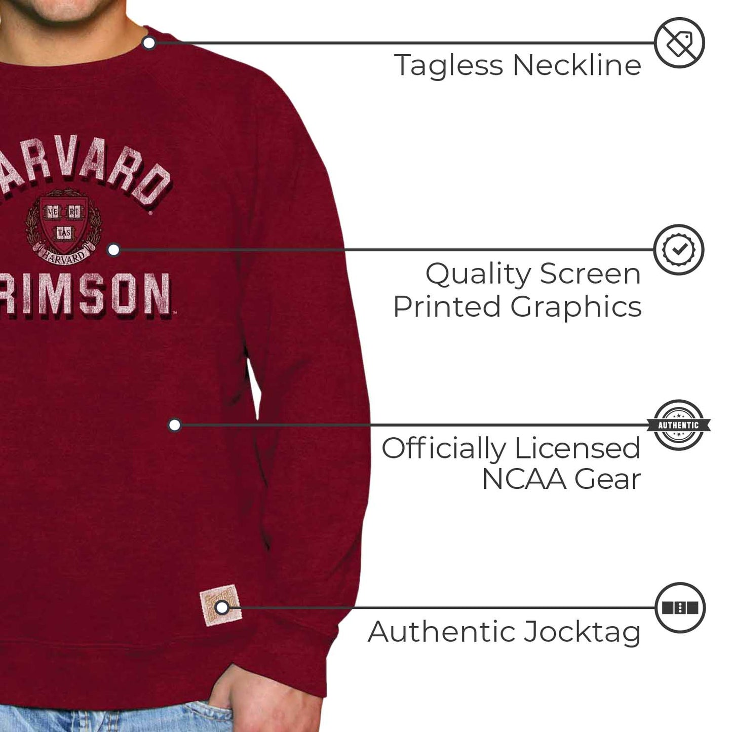 Harvard Crimson Adult University Crewneck - Crimson