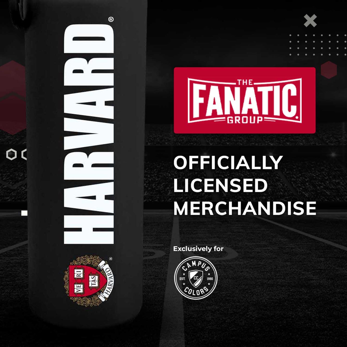 Harvard Crimson NCAA Stainless Steel Water Bottle - Black