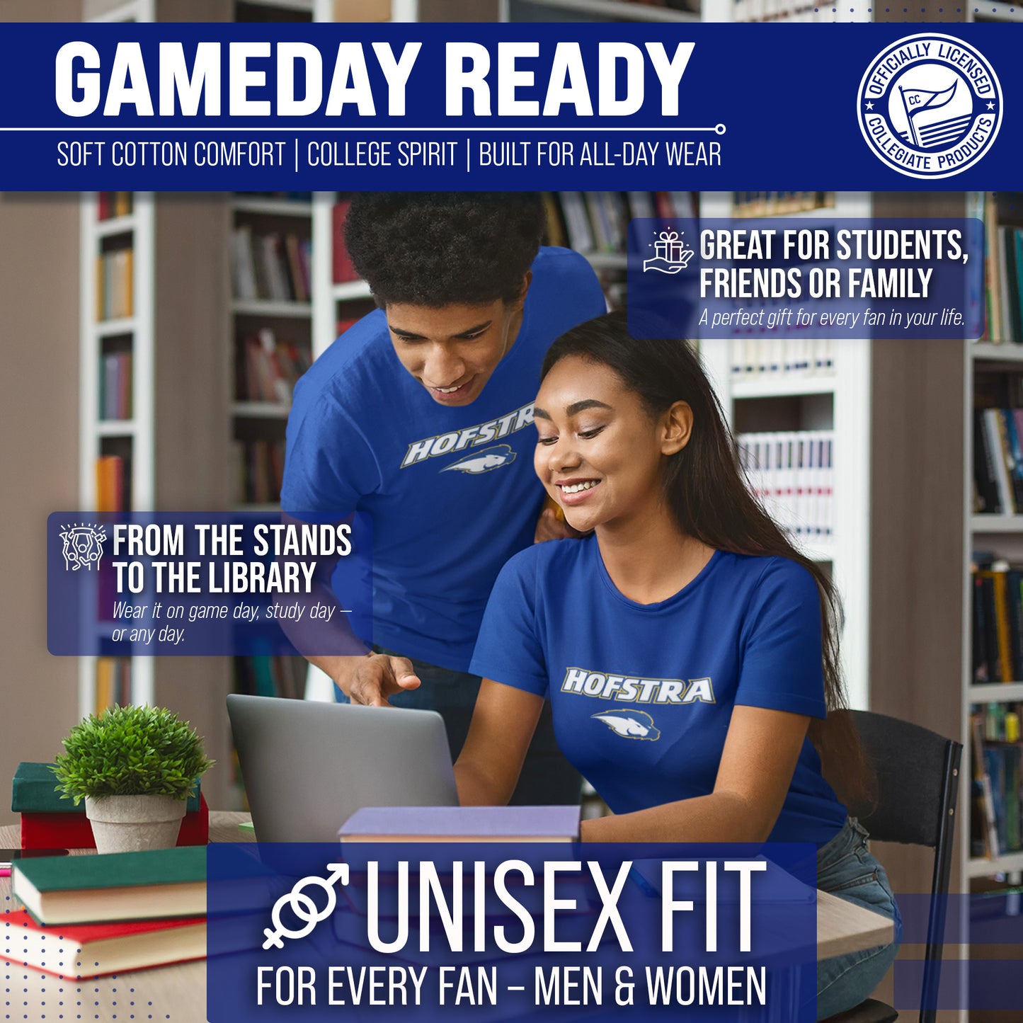 Hofstra Pride NCAA Adult Gameday Cotton T-Shirt - Royal