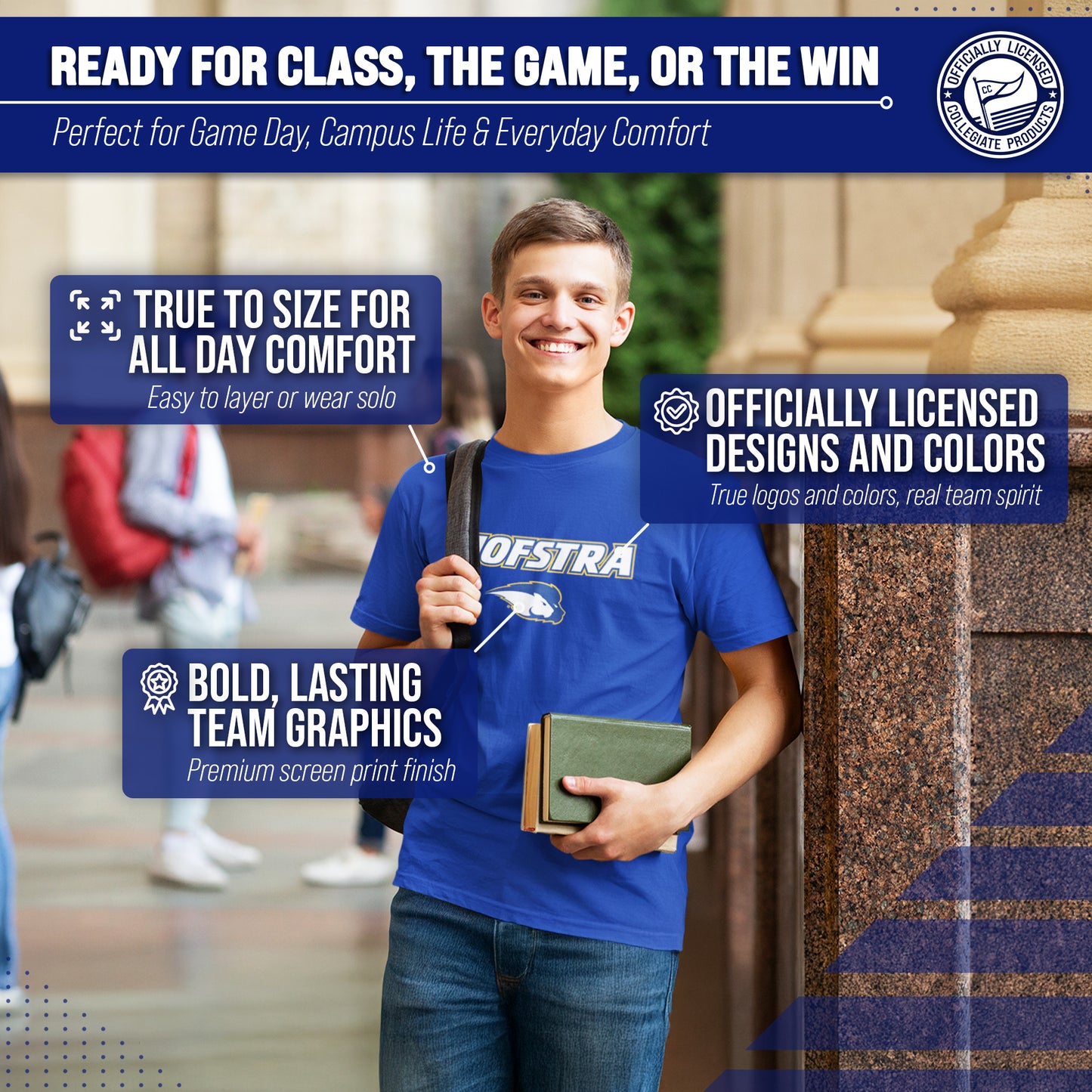 Hofstra Pride NCAA Adult Gameday Cotton T-Shirt - Royal