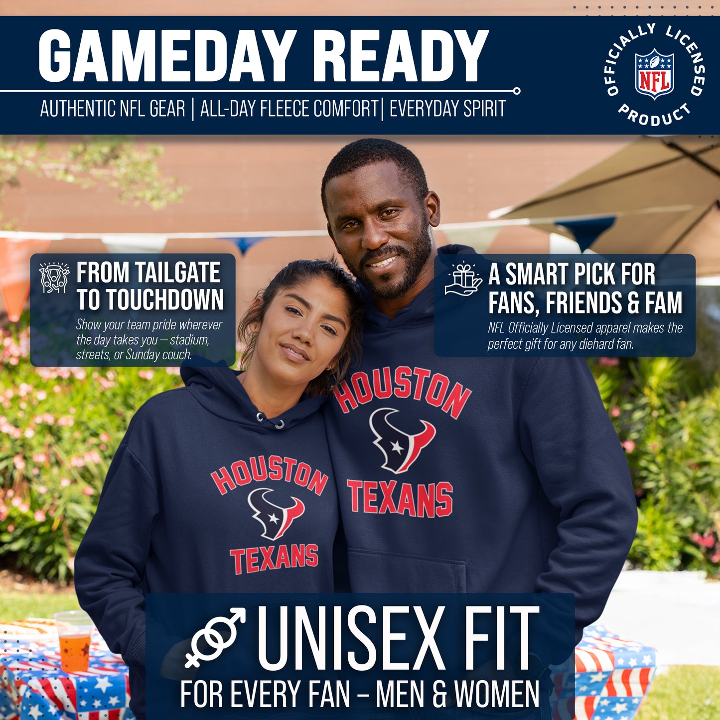 Houston Texans NFL Adult Gameday Hooded Sweatshirt - Navy