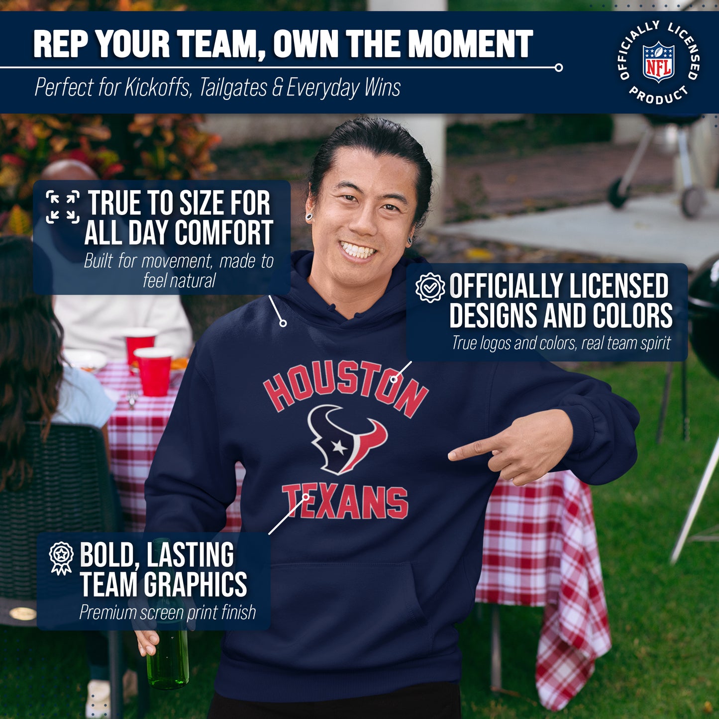 Houston Texans NFL Adult Gameday Hooded Sweatshirt - Navy