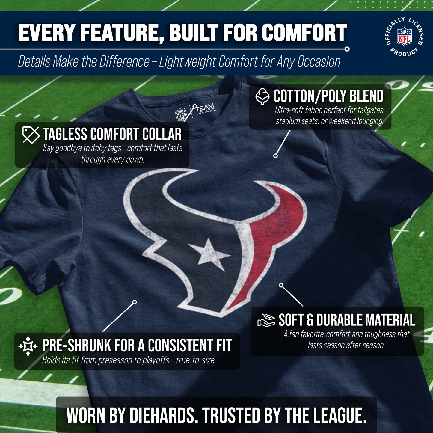 Houston Texans NFL Modern Throwback T-shirt - Navy