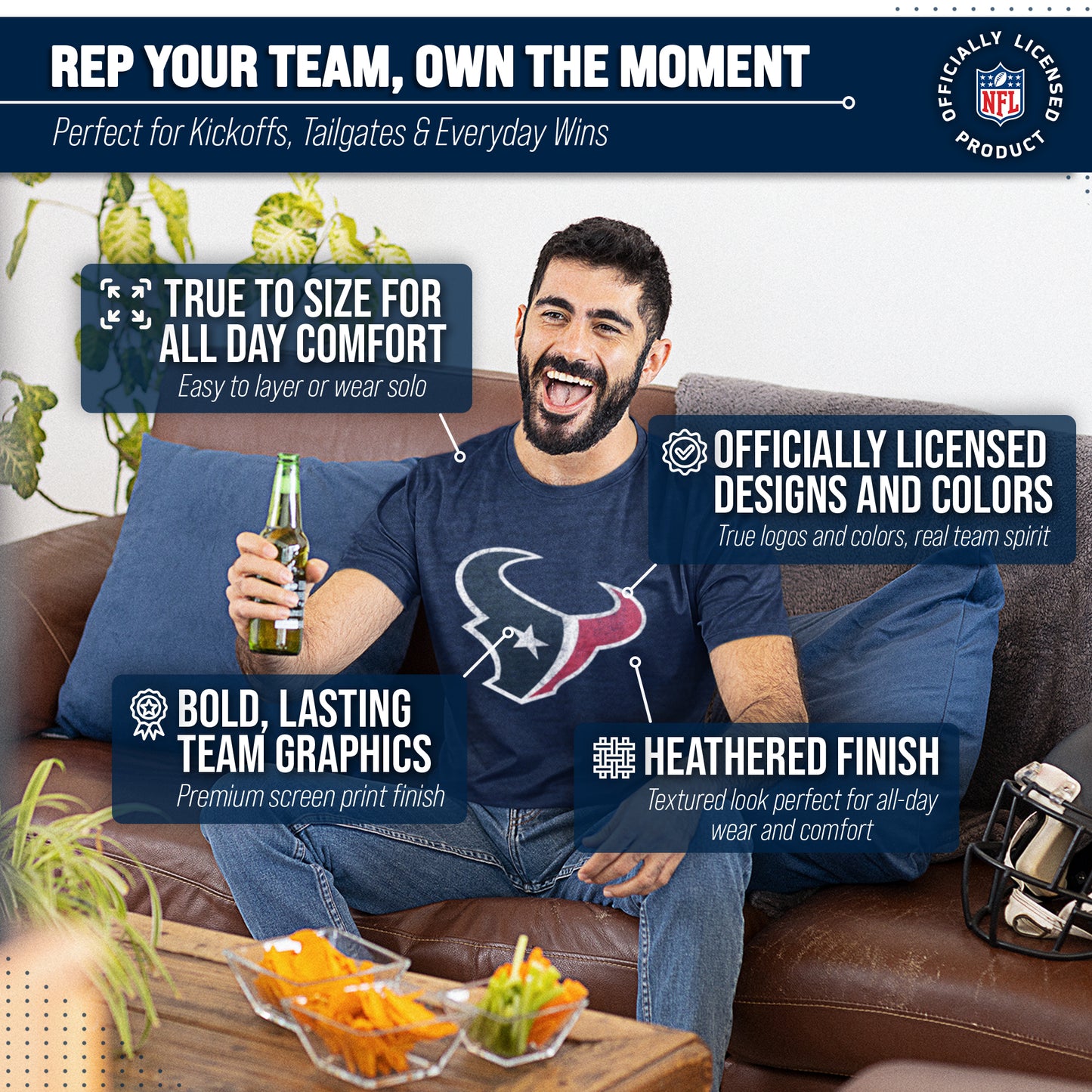 Houston Texans NFL Modern Throwback T-shirt - Navy