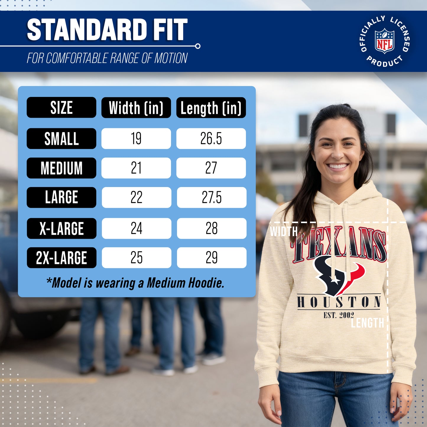Houston Texans Ladies NFL Starstruck Fleece Pullover Hooded Sweatshirt - Cream