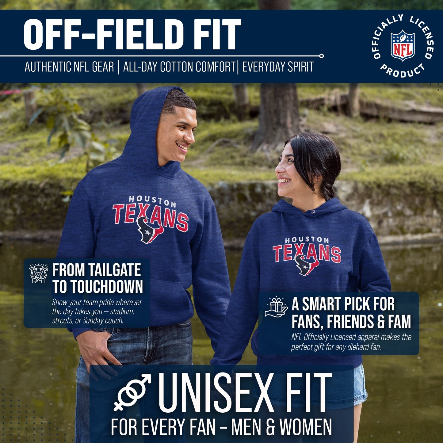 Houston Texans NFL Adult Unisex Starting Fresh Ultra Soft Fleece Hooded Sweatshirt - Navy