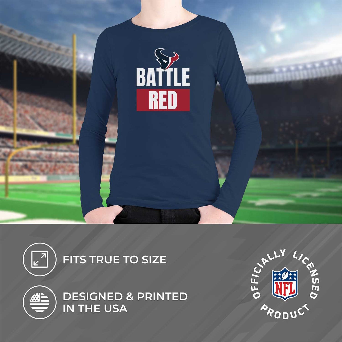 Houston Texans NFL Youth Team Slogan Long Sleeve Shirt - Navy