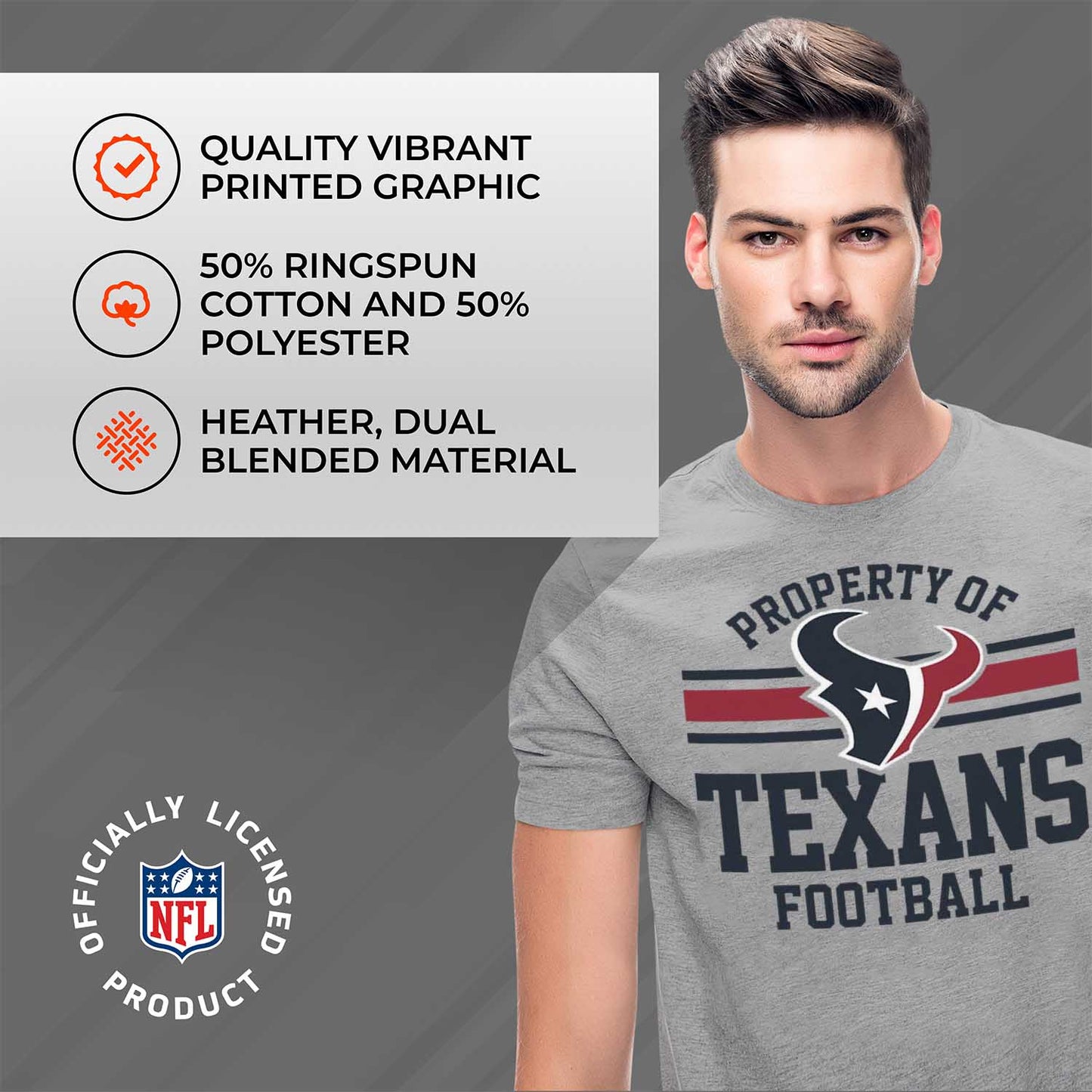 Houston Texans NFL Adult Property Of T-Shirt - Sport Gray