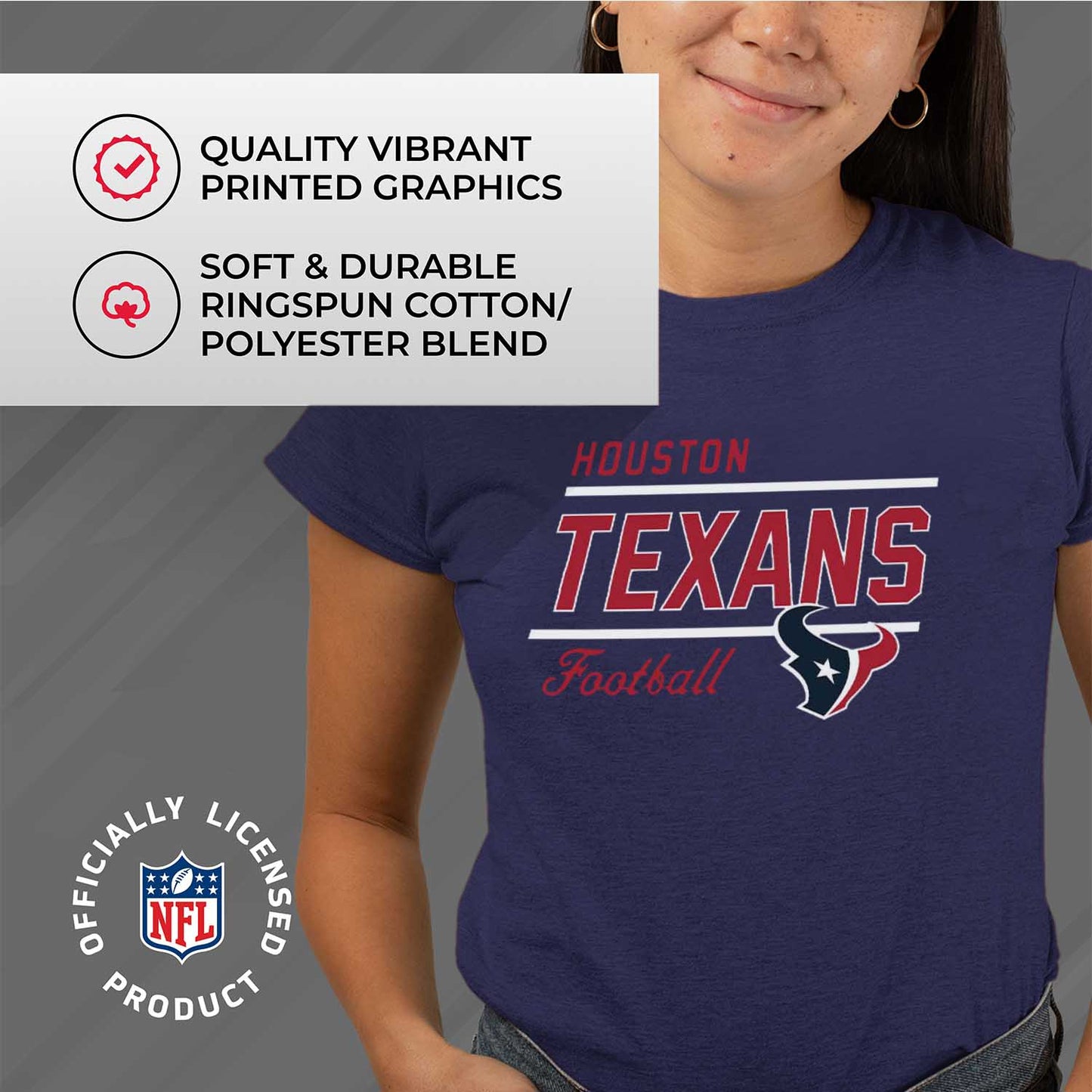 Houston Texans NFL Womens Plus Size Relaxed Fit T-Shirt - Navy