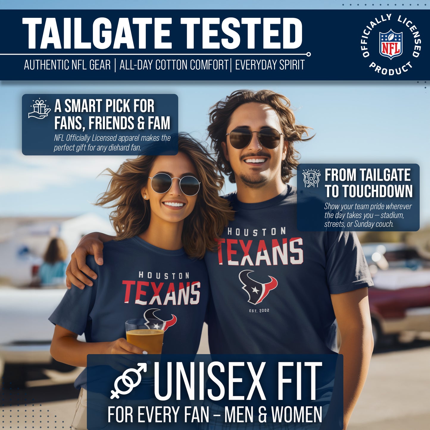Houston Texans Adult NFL Diagonal Fade Color Block T-Shirt - Navy