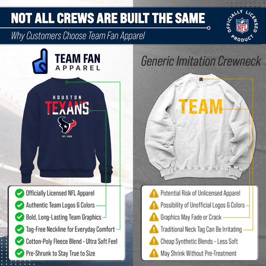Houston Texans Adult NFL Diagonal Fade Color Block Crewneck Sweatshirt - Navy