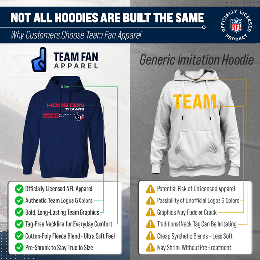 Houston Texans Adult NFL Speed Stat Sheet Fleece Hooded Sweatshirt - Navy