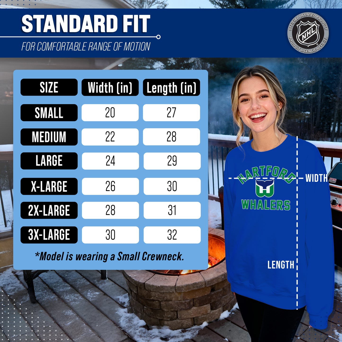 Hartford Whalers Adult NHL Gameday Crewneck Sweatshirt - Royal