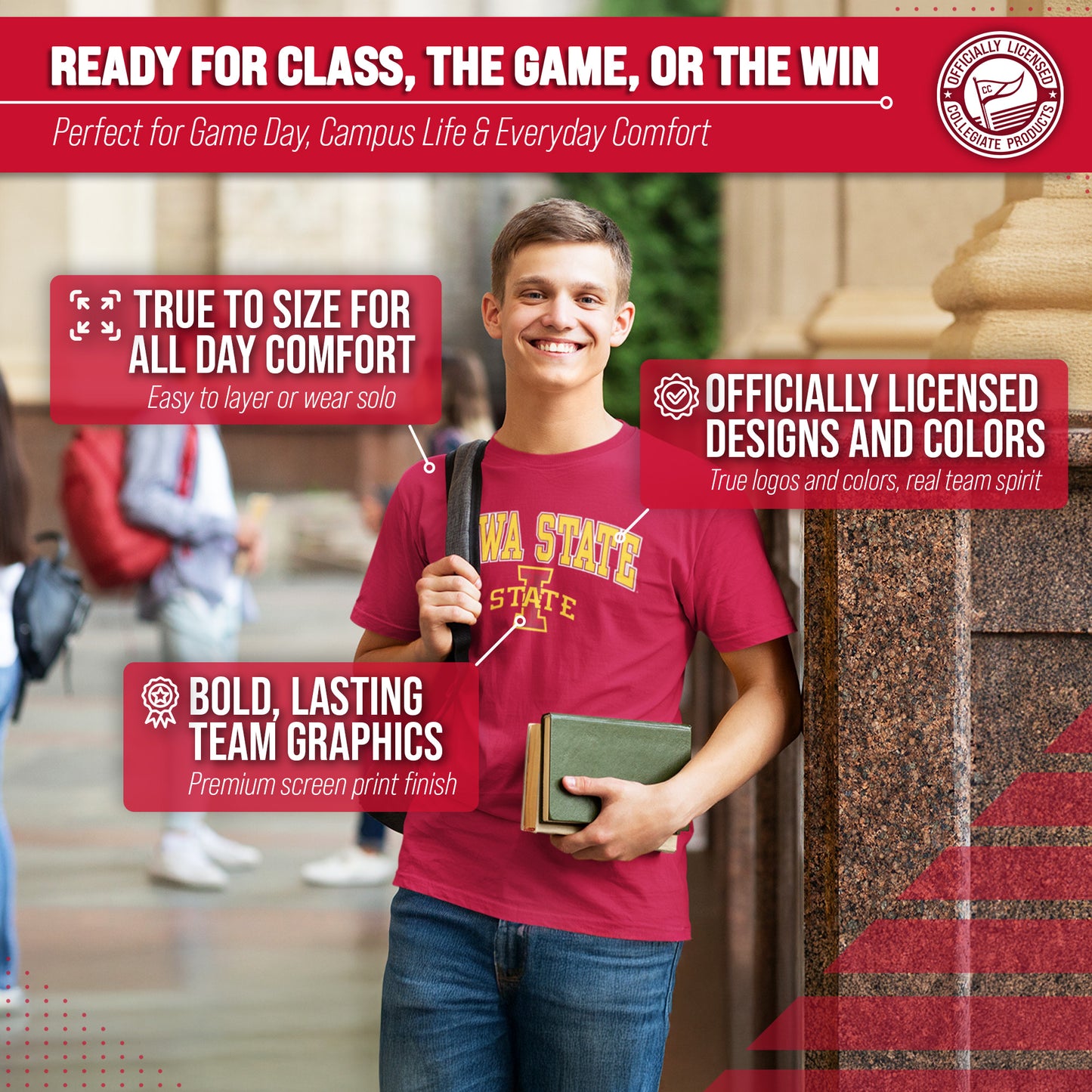 Iowa State Cyclones NCAA Adult Gameday Cotton T-Shirt - Cardinal