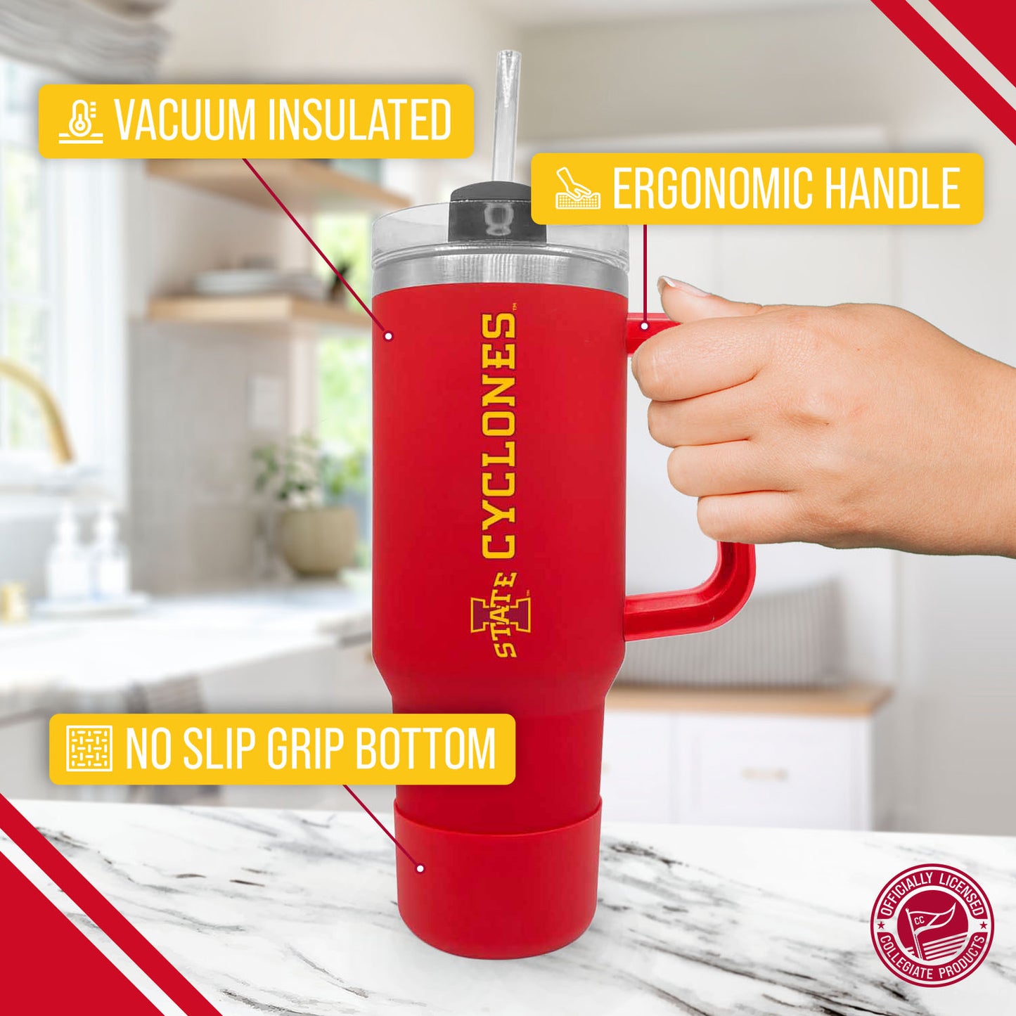 Iowa State Cyclones College & University 40 oz Travel Tumbler With Handle - Cardinal
