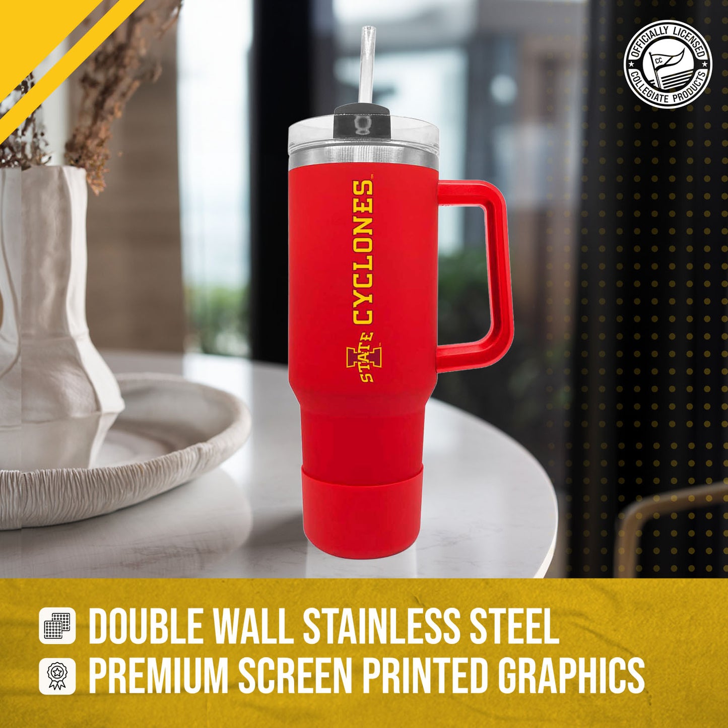 Iowa State Cyclones College & University 40 oz Travel Tumbler With Handle - Cardinal