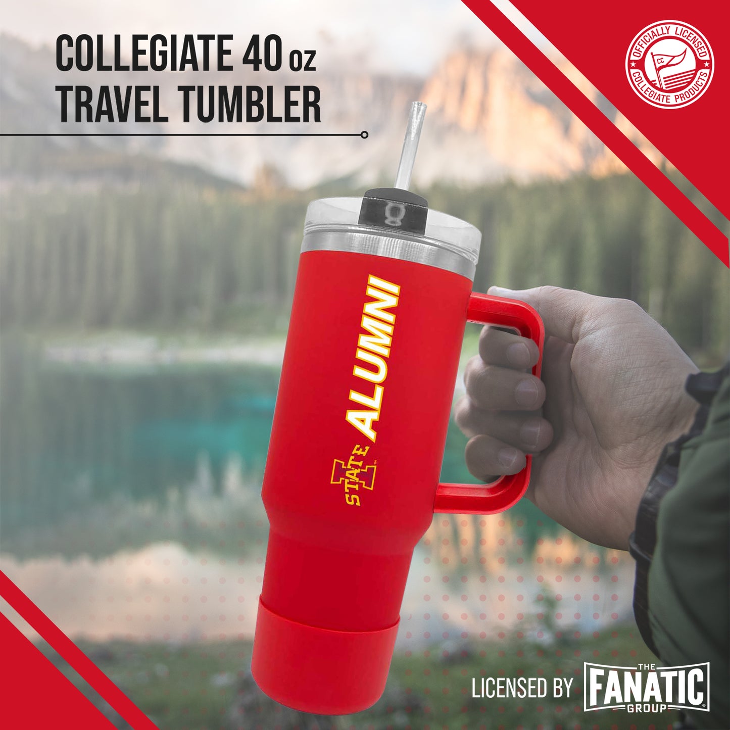 Iowa State Cyclones Collegiate 40oz Stainless Steel Travel Tumbler with Handle for Alumni - Cardinal