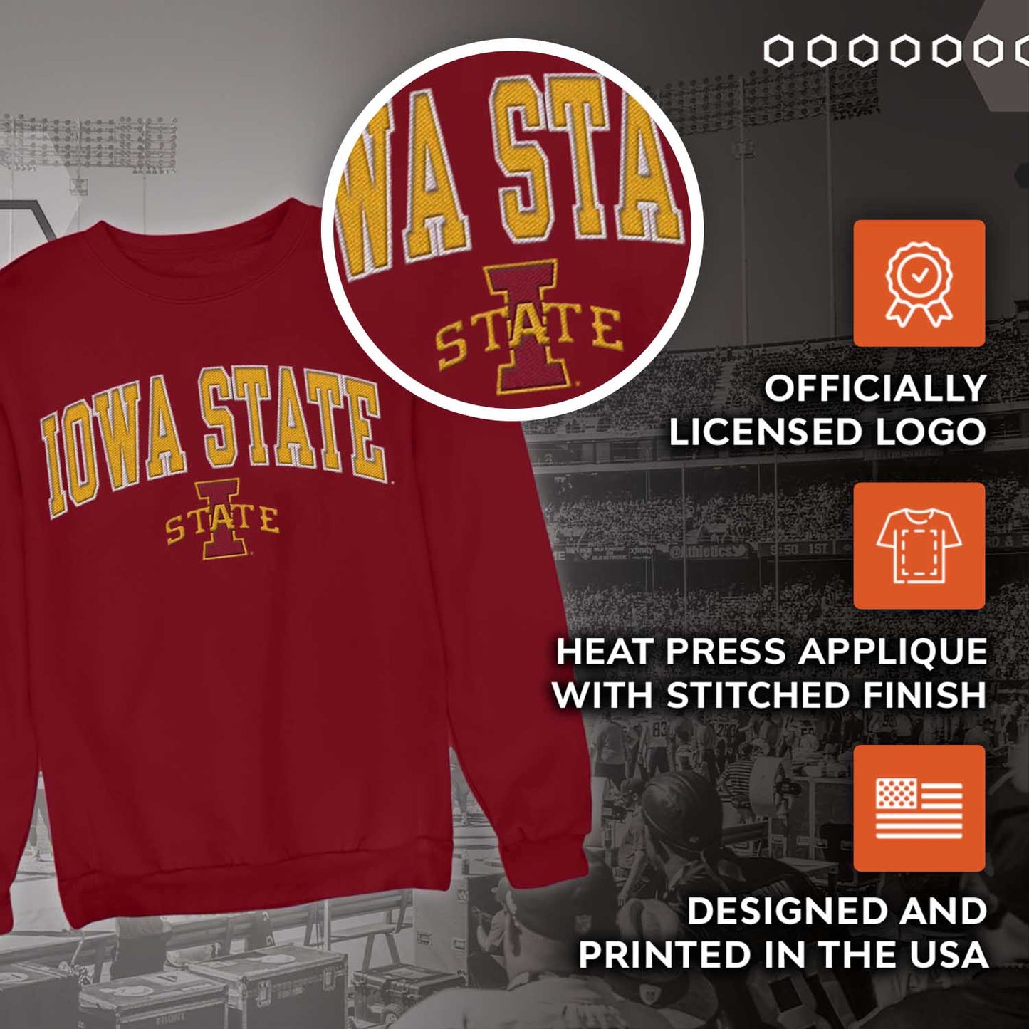 Iowa State Cyclones NCAA Adult Tackle Twill Crewneck Sweatshirt - Cardinal