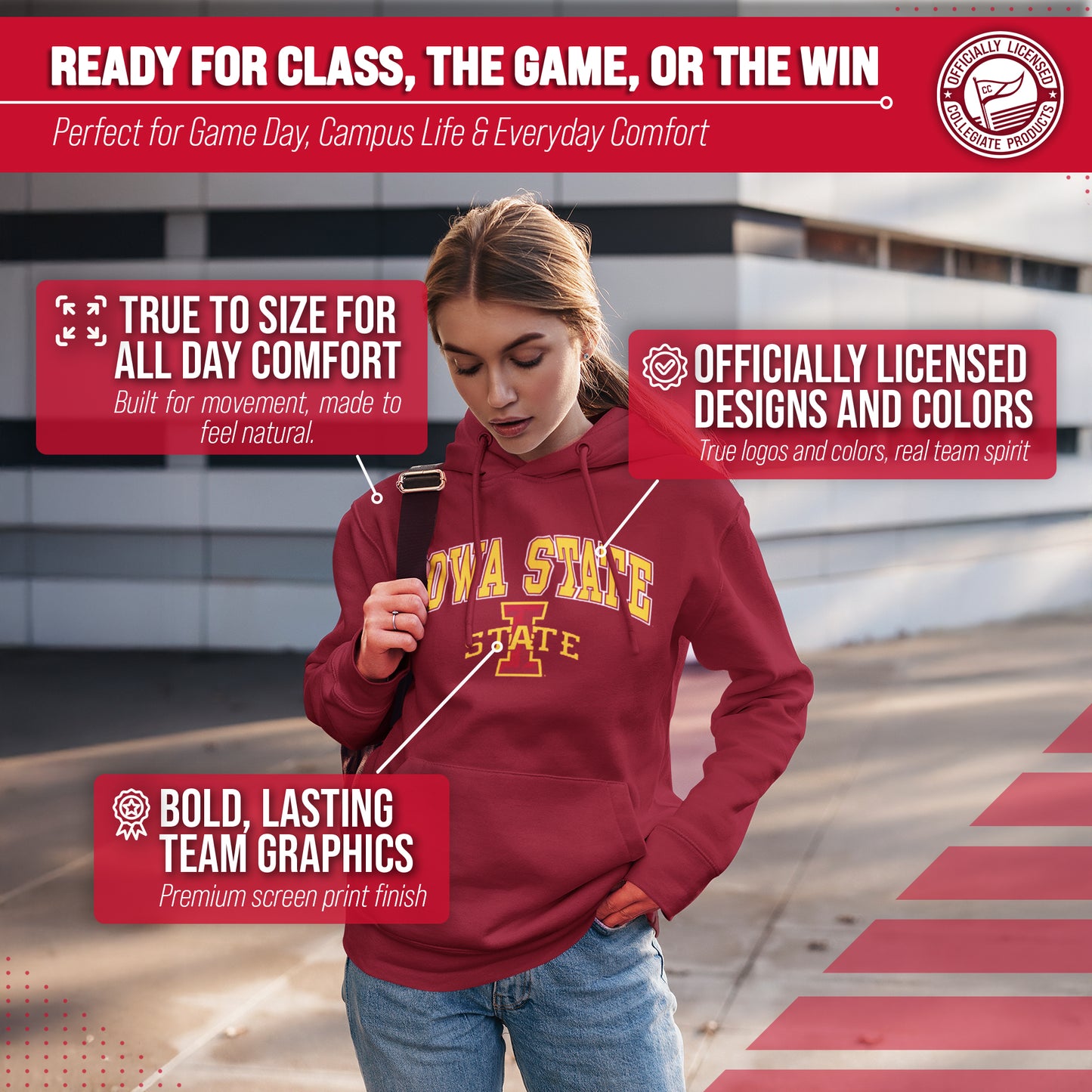 Iowa State Cyclones Campus Colors Adult Arch & Logo Soft Style Gameday Hooded Sweatshirt - Cardinal