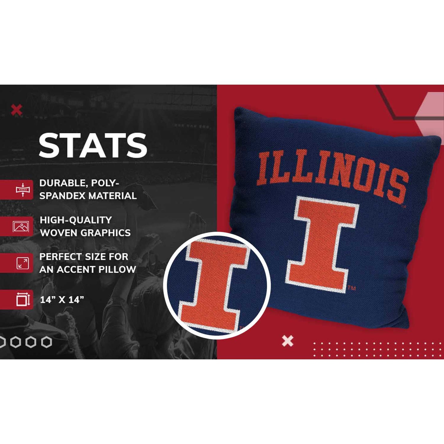 Illinois Fighting Illini NCAA Decorative Pillow - Navy