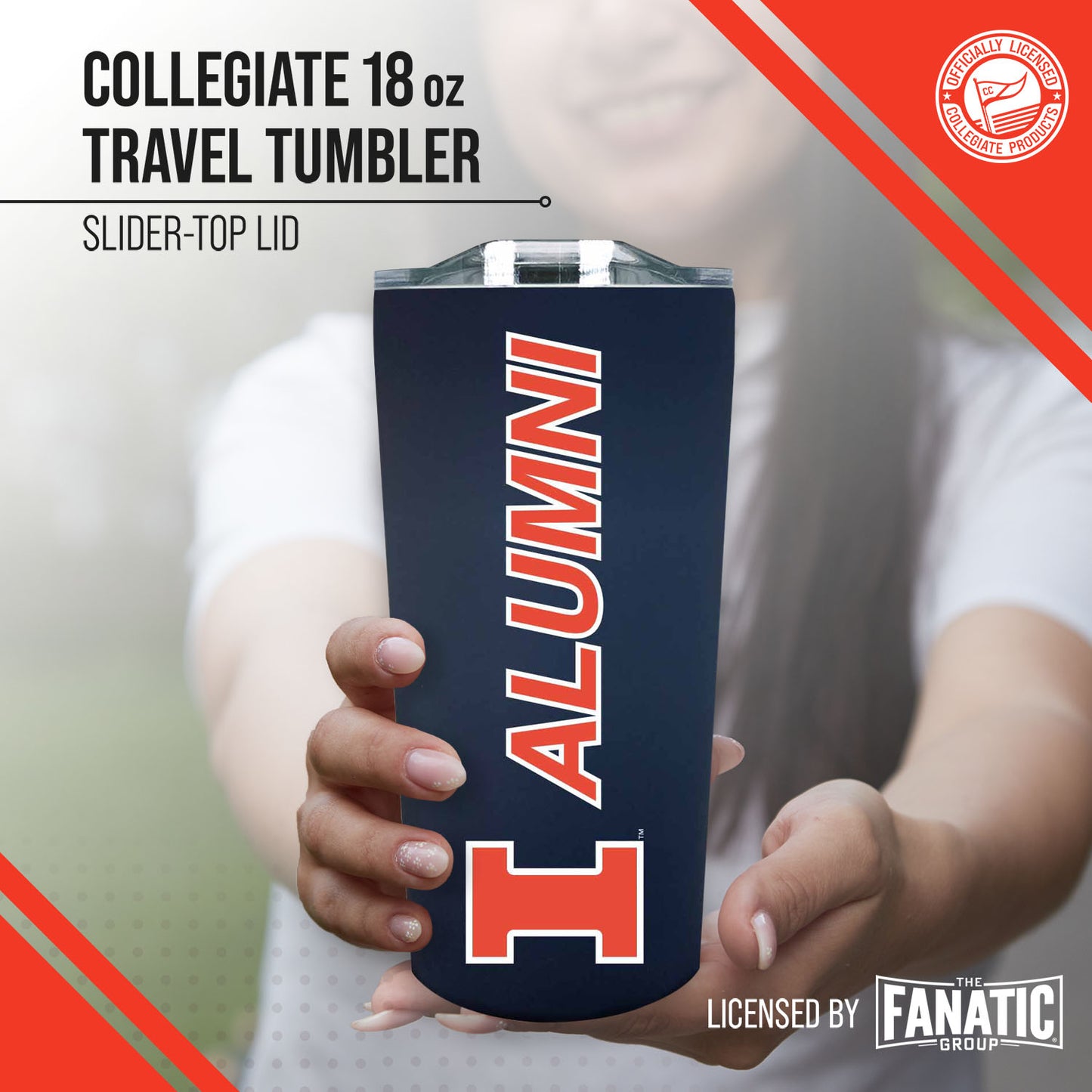 Illinois Fighting Illini Collegiate Stainless Steel Travel Tumbler for Alumni - Navy