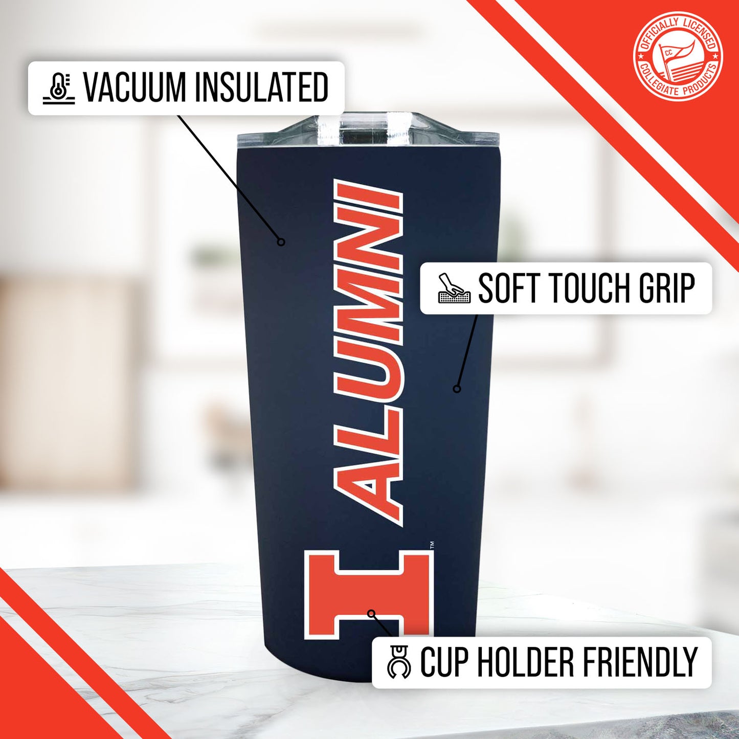 Illinois Fighting Illini Collegiate Stainless Steel Travel Tumbler for Alumni - Navy