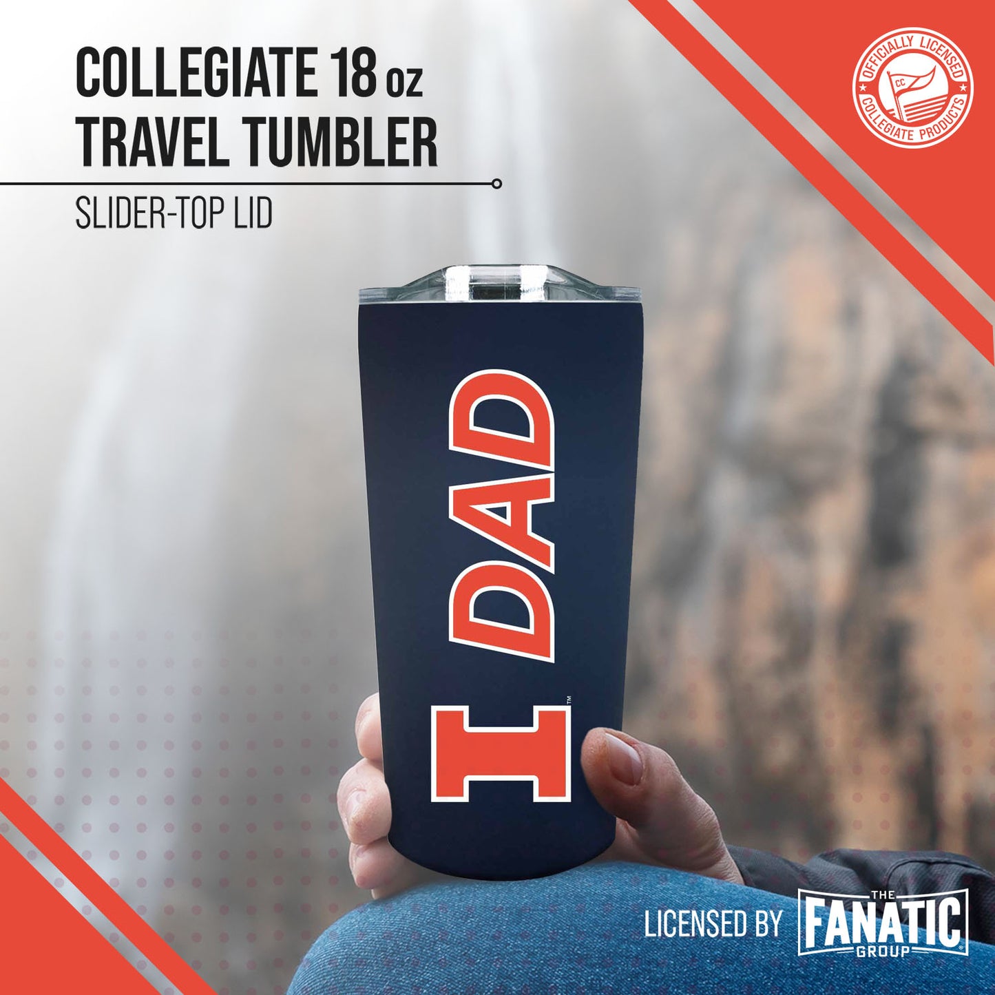 Illinois Fighting Illini NCAA Stainless Steel Travel Tumbler for Dad - Navy