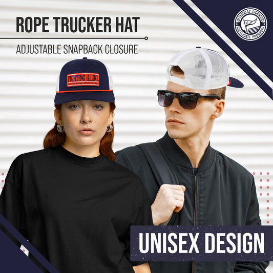 Illinois Fighting Illini NCAA Adult Elite Everyday Adjustable Mesh Trucker Hat - Navy