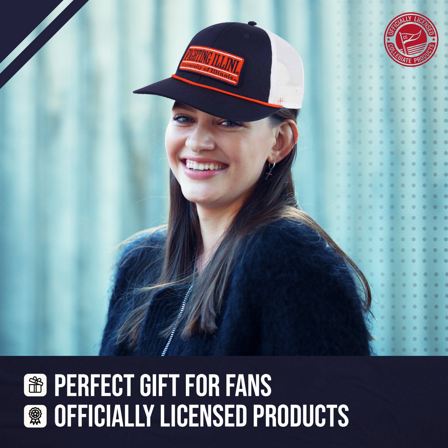Illinois Fighting Illini NCAA Adult Elite Everyday Adjustable Mesh Trucker Hat - Navy