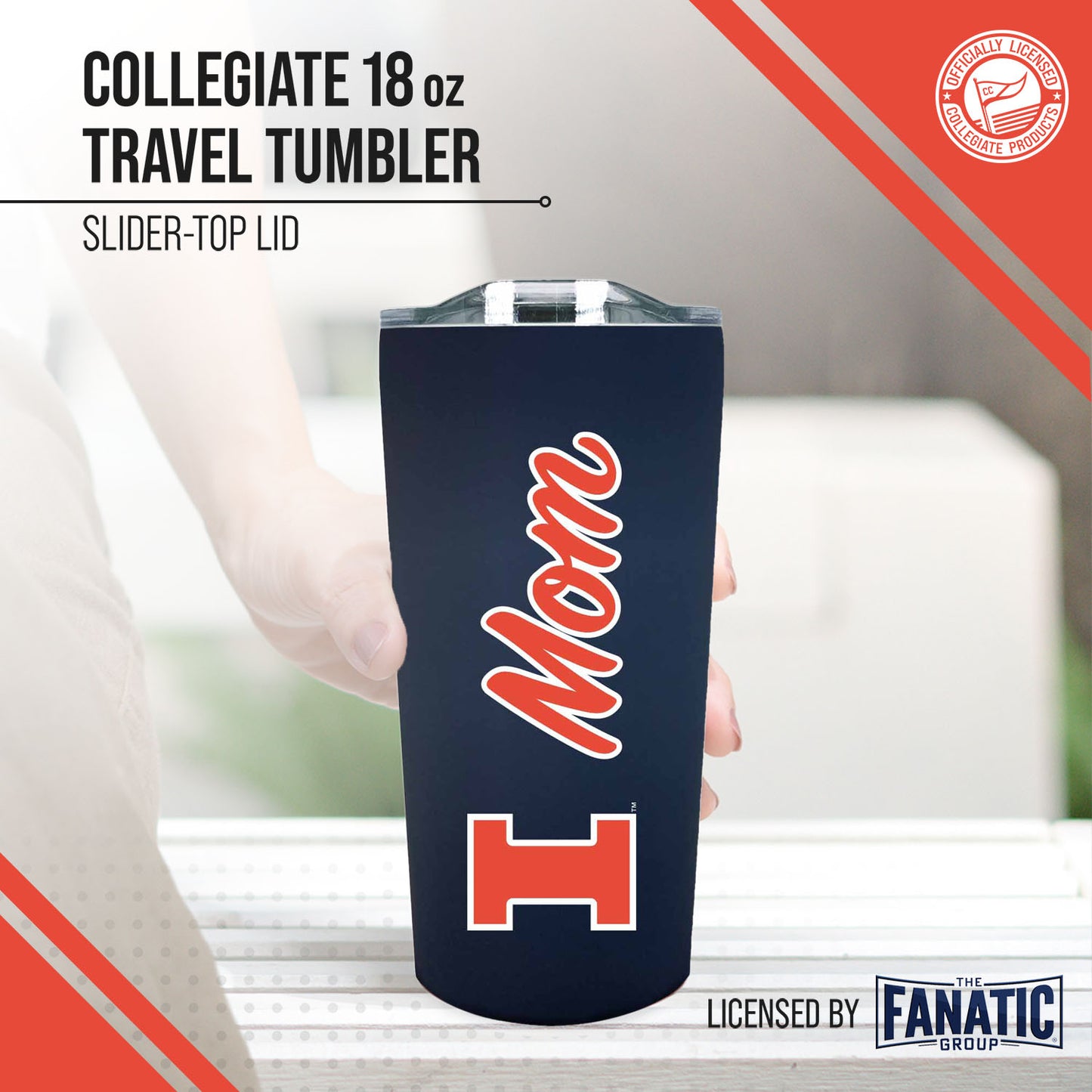 Illinois Fighting Illini NCAA Stainless Steel Travel Tumbler for Mom - Navy