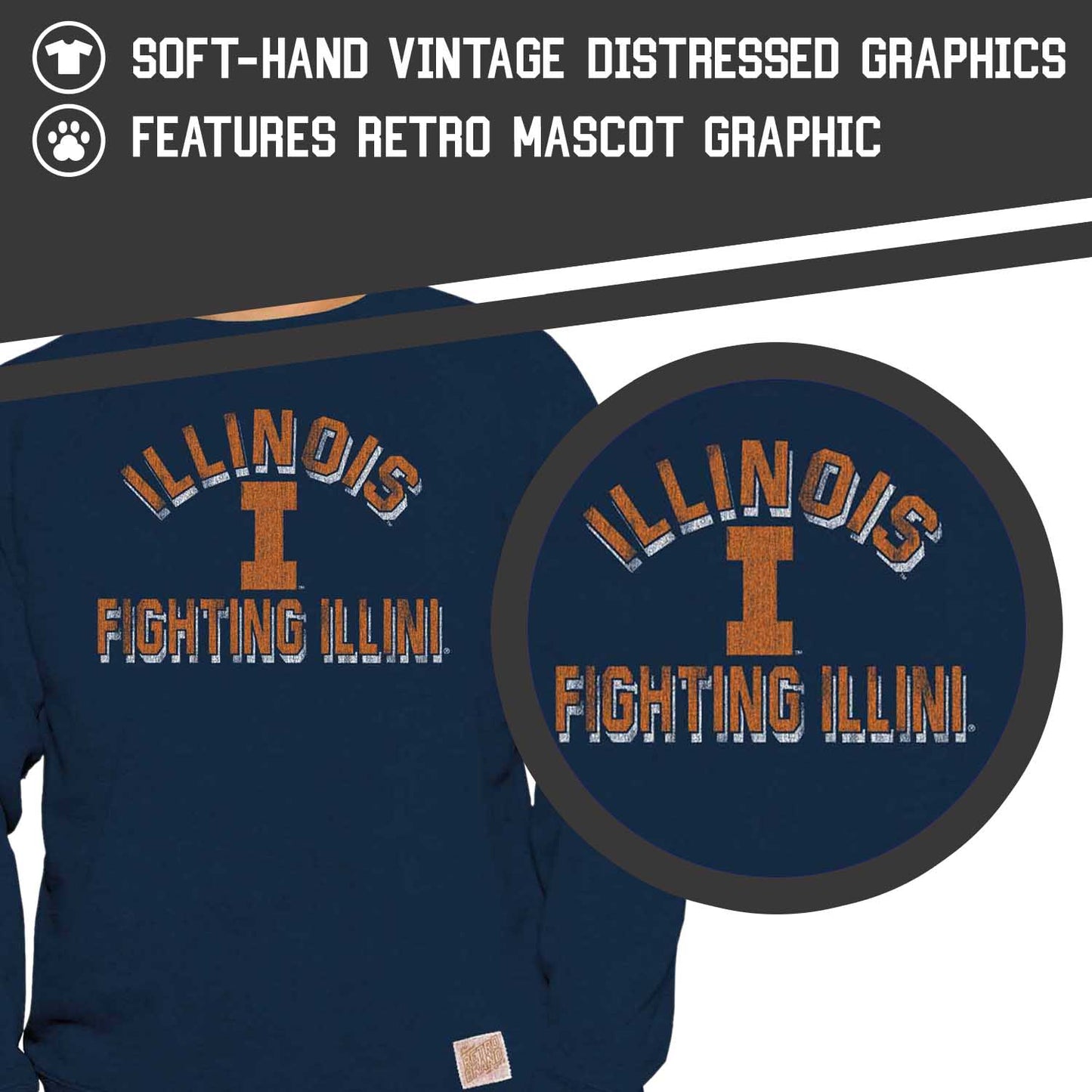 Illinois Fighting Illini Adult University Crewneck - Navy