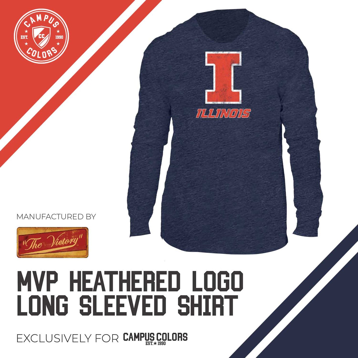 Illinois Fighting Illini NCAA MVP Adult Long-Sleeve Shirt - Navy