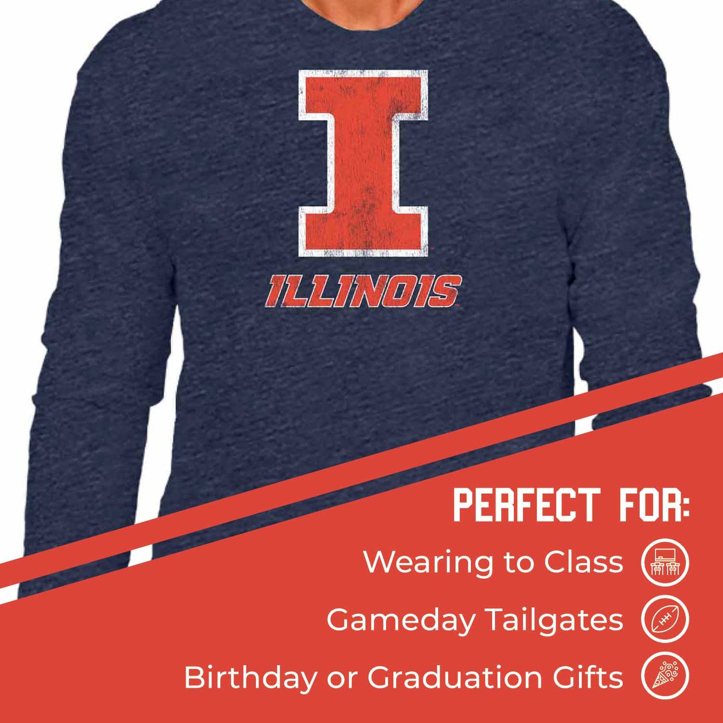 Illinois Fighting Illini NCAA MVP Adult Long-Sleeve Shirt - Navy