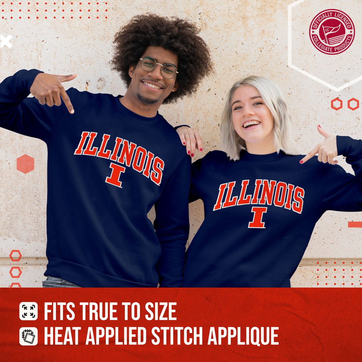 Illinois Fighting Illini NCAA Adult Tackle Twill Crewneck Sweatshirt - Navy