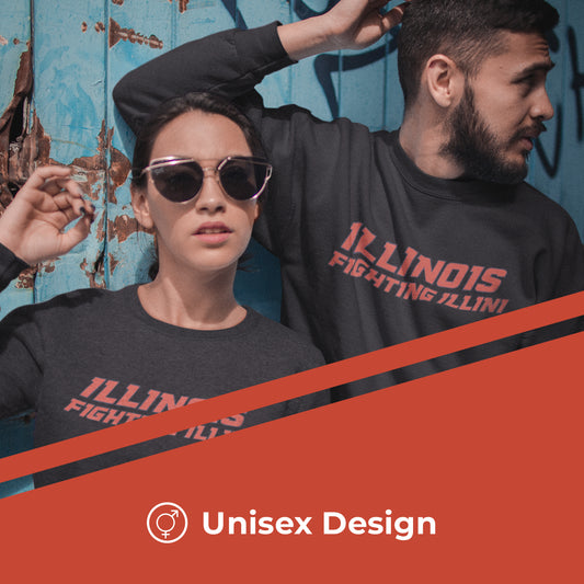 Illinois Fighting Illini NCAA Adult Charcoal Crewneck Fleece Sweatshirt - Charcoal