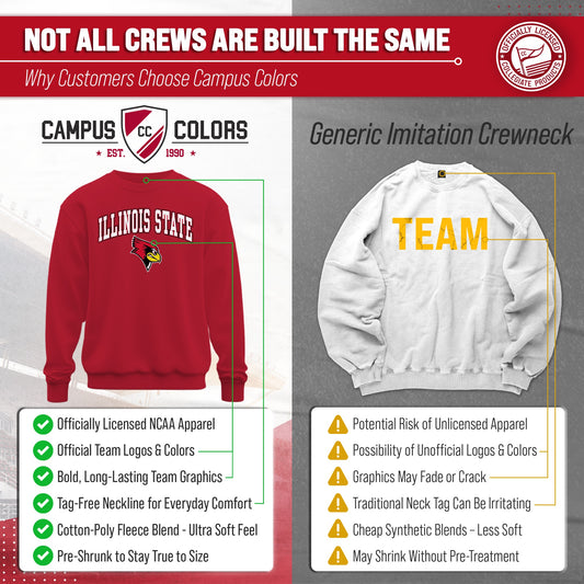 Illinois State Redbirds Adult Arch & Logo Soft Style Gameday Crewneck Sweatshirt - Red