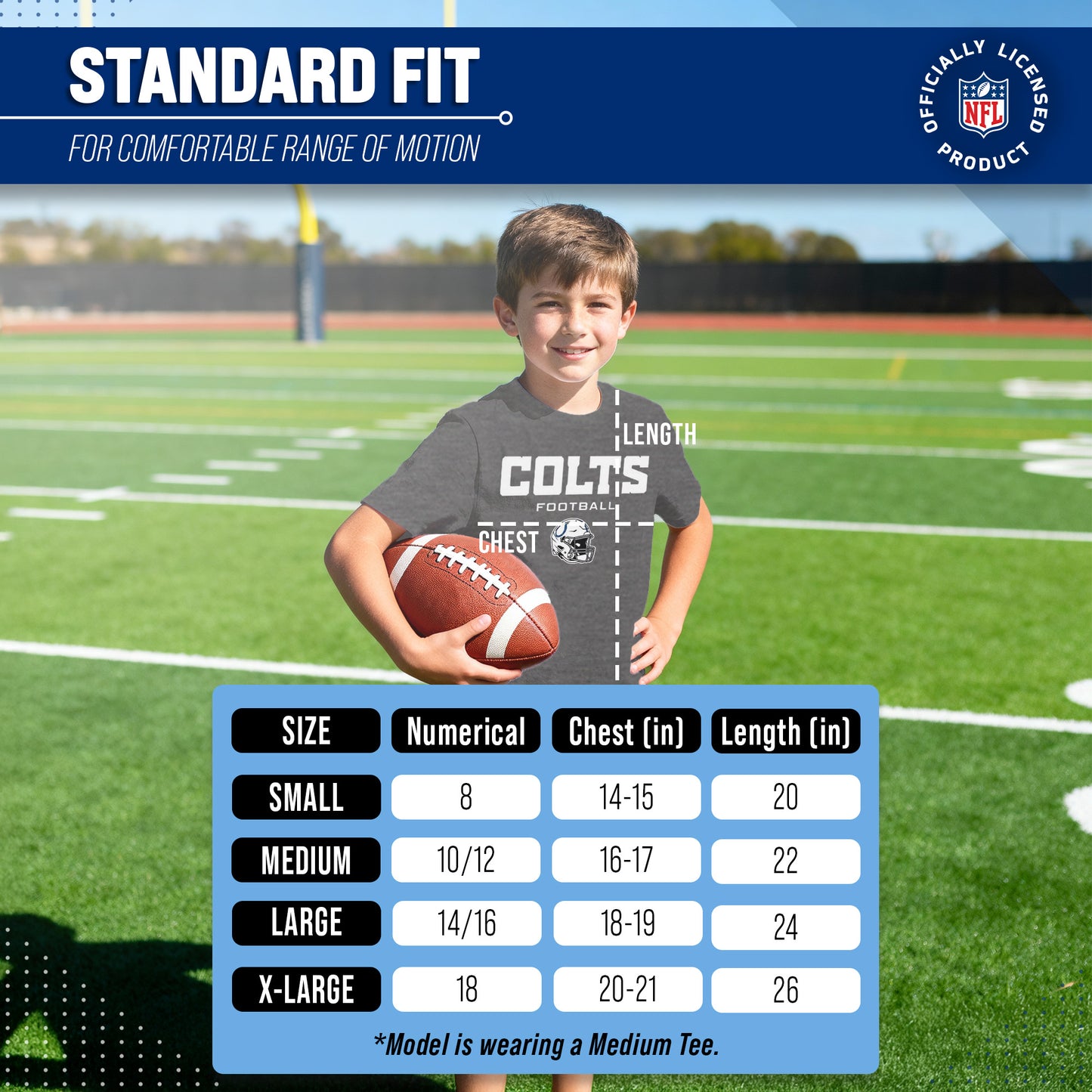 Indianapolis Colts NFL Youth Football Helmet Tagless T-Shirt - Charcoal